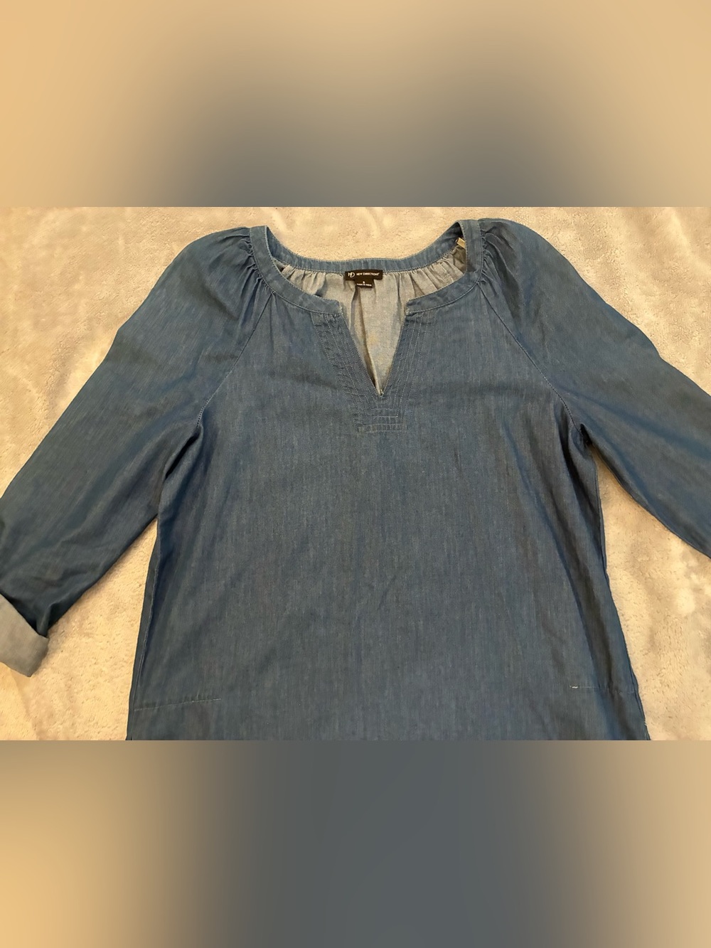 Women’s New Direction Brand Classic Chambray Shift Dress - Blue Size Small - Picture 4 of 14